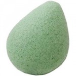 Губка (мочалка) для лица для повредженной кожи зеленая - листик (Конжак с зеленым чаем) Sponge Face drop green